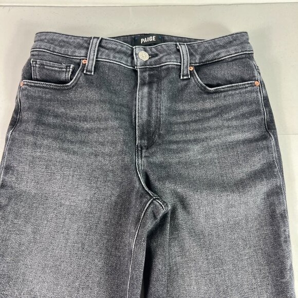 Paige Jeans Women 28x26* Cindy Cropped Straight Black Faded Raw Hem Denim Tag 27 - Picture 2 of 16